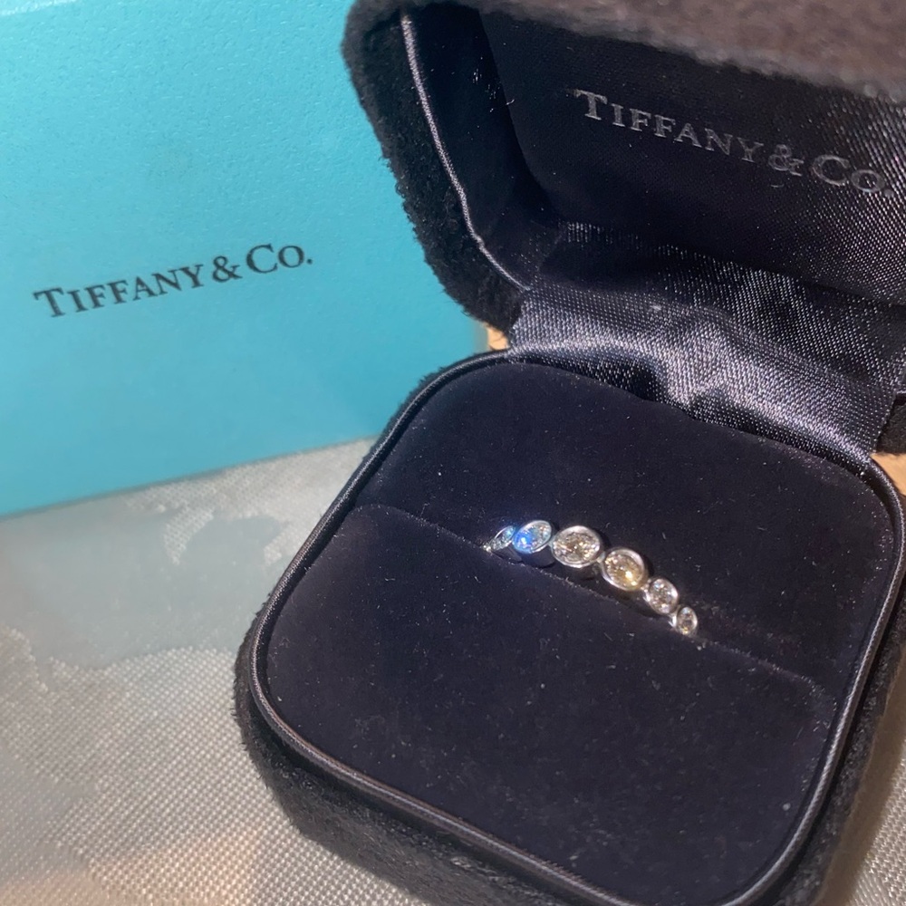 TIFFANY & CO circular DIAMOND graduated JAZZ platinum BAND ring PT950 2004 6.25